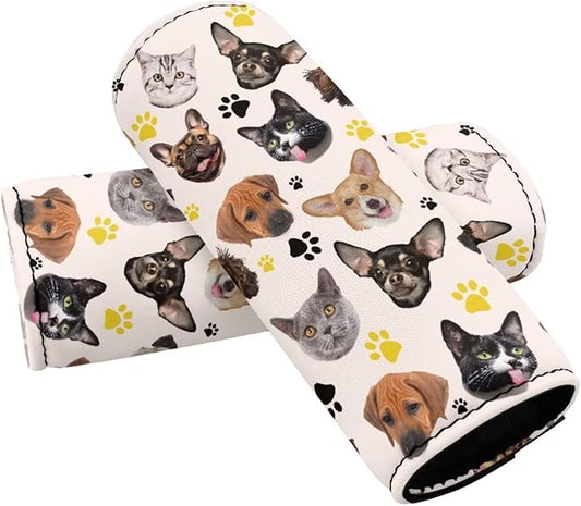BIGCARJOB Set of 2 Pcs Luggage Handle Wraps with Cute Puppy Print Suitcase Handle Sleeve Cover Identifier Travel Bag Wraps Washable Trolley Case Grip Cover Set Travel Accessories