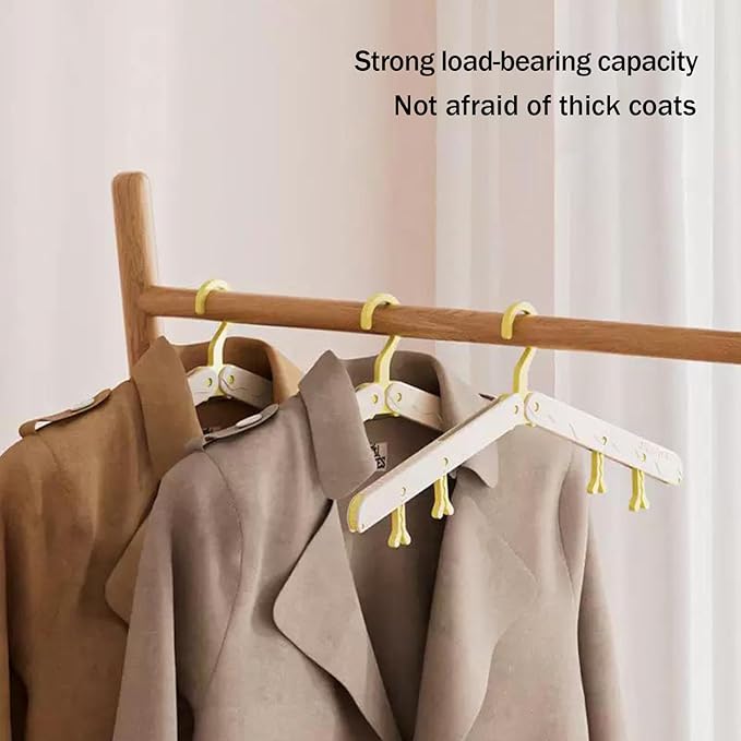 10 Pcs Modular Folding Travel Hangers (Beige/Red), MAX Space Saving Collapsible Hangers for Cruise, RV, and Luggage | Durable Two-Tone Set (Beige/Yellow)