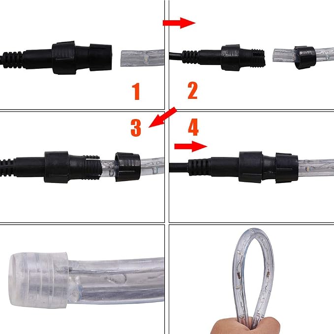 3.3ft 2-Wire Waterproof LED Rope Light Kit,110V-120V PVC 30 LED/M Tube Lights Strip for Background Lighting, Outdoor Decorative Lighting, Christmas(Warm White)