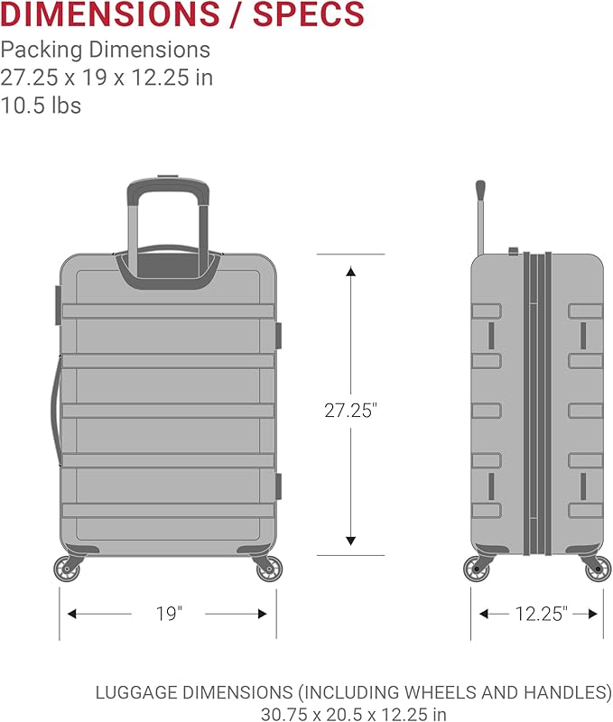 SwissGear 7366 Signature Hardside Expandable Luggage with Spinner Wheels, TSA Lock, Evening Haze, Checked-Large 27-Inch