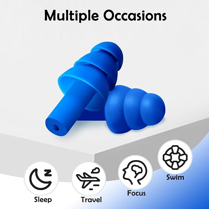 200 Pairs Ear Plugs for Sleeping Noise Cancelling, 10 Colors Reusable Silicone Sound Blocking Earplugs, Waterproof Noise Reduction Ear Plugs for Shooting, Swimming, Concerts, Snoring