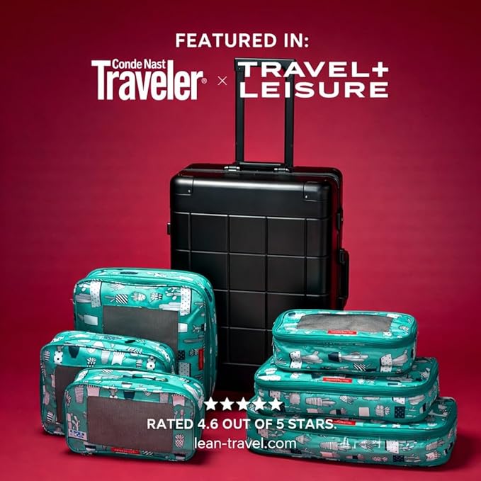 LeanTravel Premium Compression Packing Cubes for Travel - Suitcase Organizer Bags with Double Zipper & Breathable Mesh Panel - Space Saving Carry On Luggage Essentials (6-Pack, Green Cactus)