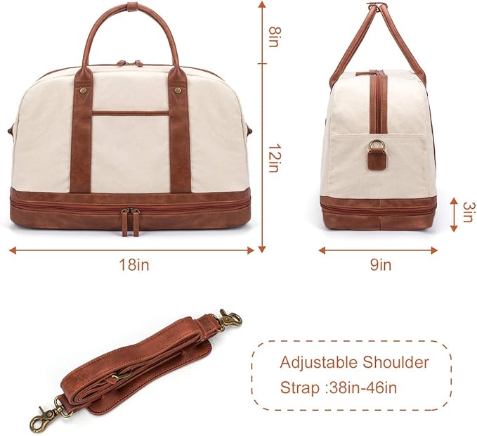 Weekender Bag for Women Canvas Overnight Bag Large Travel Tote Bag Carry on Shoulder Duffle Bag With Shoe Compartment,Perfect for Travel/Daily Use/Birthday Gift …