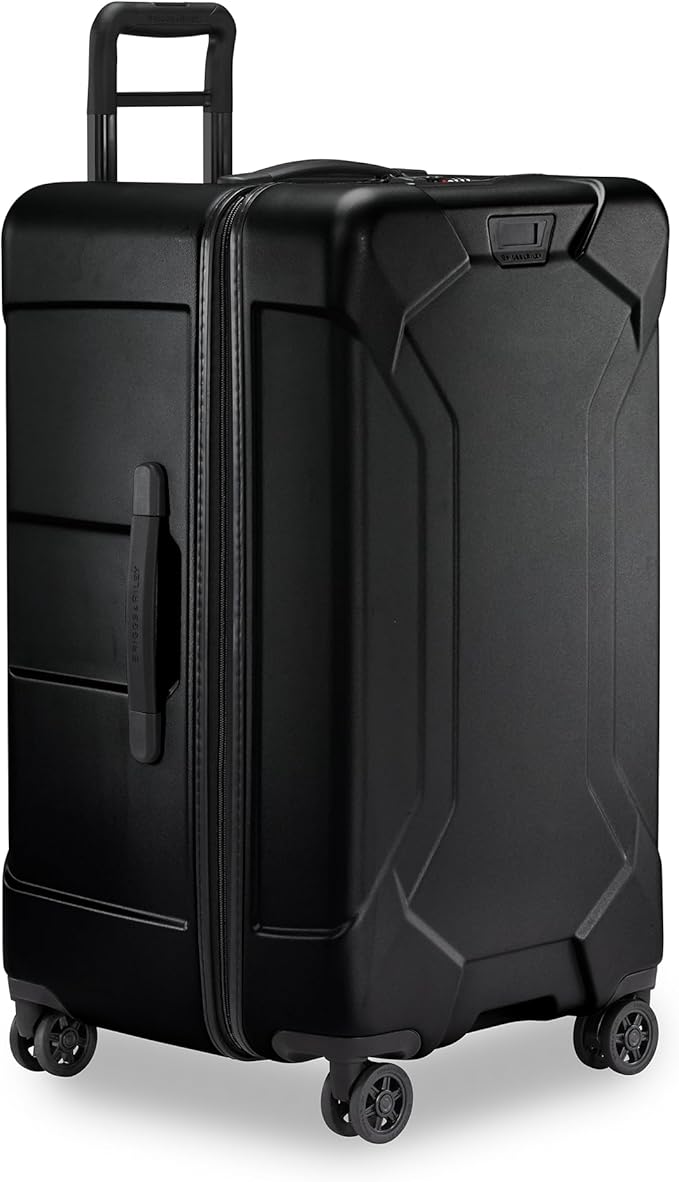 Briggs & Riley 28" Medium Trunk Spinner - Checked Luggage for Travel, Suitcases with Wheels, Hardside Rolling Bag for Men & Women, Self-Repairing Zipper - Torq Collection, Stealth Black