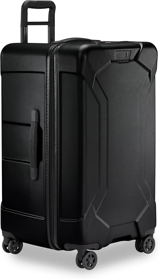 Briggs & Riley 28" Medium Trunk Spinner - Checked Luggage for Travel, Suitcases with Wheels, Hardside Rolling Bag for Men & Women, Self-Repairing Zipper - Torq Collection, Stealth Black
