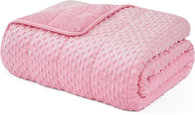 L'AGRATY Weighted Blanket for Adult - 48"x72" 15lbs Minky Dots Heavy Blanket with Glass Beads Soft Breathable for All-Season Summer Fall Winter Thick Comfort for Sleeping
