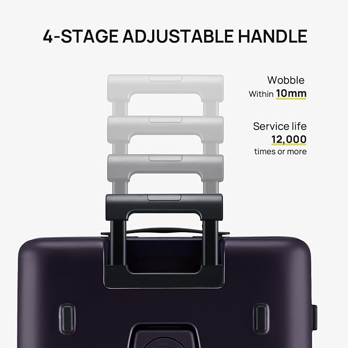 NINETYGO Medium Checked Luggage 25 Inch, Flat Top Opening Check In Luggage with Cup Holder, Expandable, Lightweight PC Hard Shell, TSA Lock, 360° Spinner Wheels (Blackcurrant Oolong)