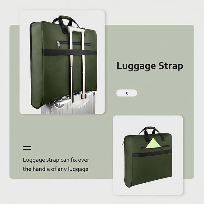 MATEIN Travel Garment Bag, Large Convertible Carry On Suit Bag with Adjustable Shoulder Strap, Waterproof 2 in 1 Hanging Luggage for Men Women, Foldable suitcase for Business Trips, Green