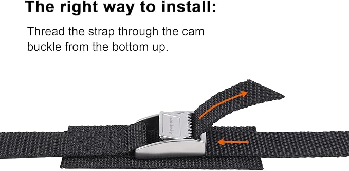 Ayaport Lashing Straps with Stainless Steel Buckles Adjustable Cam Buckle Tie Down Cinch Strap for Packing Black