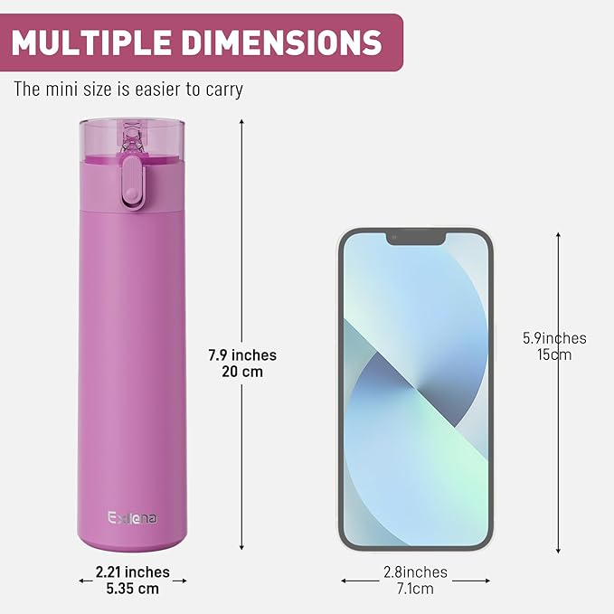 9oz Small Water Bottles with Straw, Mini Water Bottle with One-Hand Open Design, Leak-Proof Locking Lid for Hot&Cold Drinks, Small Travel Water Bottle - 100% Leakproof for School, Travel...(Lavender)