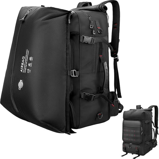 SWICKY Travel Backpack with Vacuum Air Bag, 60L Expandable Large Capacity Vacuum Seal Backpack for 17 Inch Laptop, Water Resistant,One Week Business Travel - Pressing by Hand