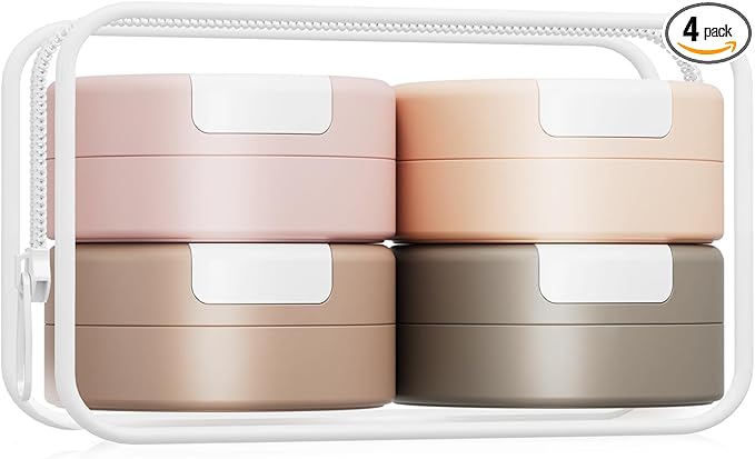 Gemice Travel Containers for Toiletries, Magnetic Travel Containers, TSA Approved Cream Jars with Toiletry Bag, Leak-proof Small 1oz Capsules Set with Multiple Labels for Organization (4 Pack)