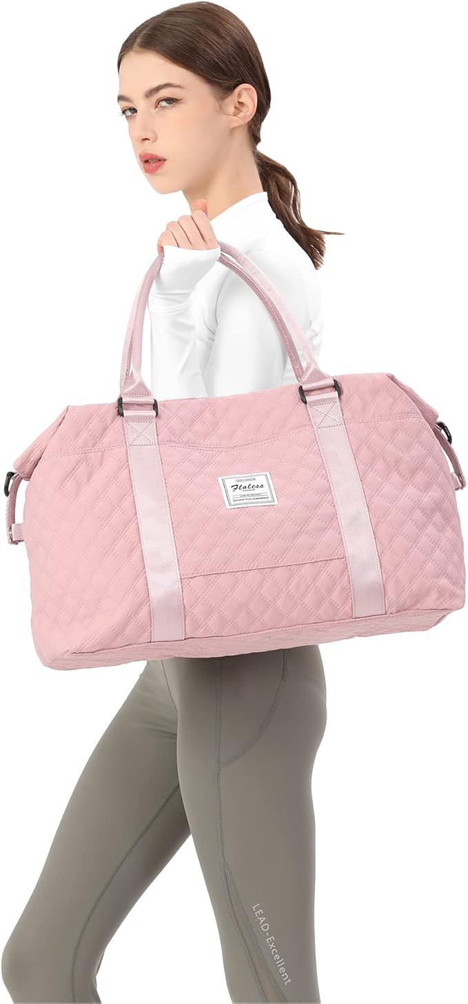 HYC00 Travel Duffel Bag,Carry-on Overnight Weekender Bags for Women,Sports Tote Gym Bag with Wet Pocket