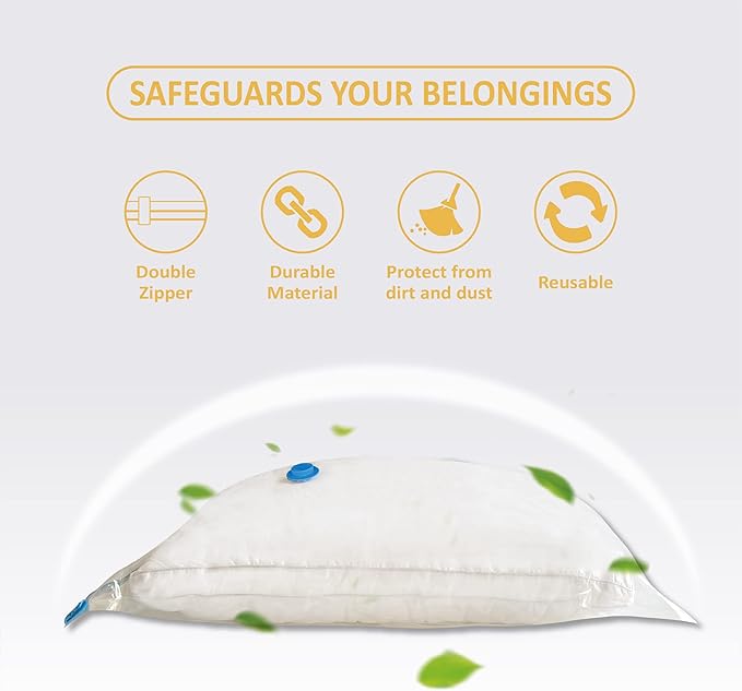 Vacuum Storage Bags, Vacuum Seal Space Saver Bags for Clothing, Travel Lugggage, Carry-on, Blankets, Comforters, Pillow, Bedding, 10 Medium
