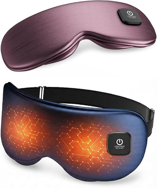 Heated Eye Mask - Cordless Eye Mask for Dry Eyes, Eye Relief, Improved Sleep, Washable Eye Heating pad for Travel and with Replaceable Shell (Blue)