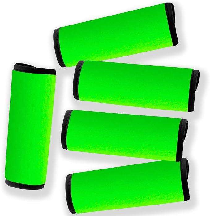 Neoprene Luggage Handle Wrap Fluorescent Colors Luggage Identifiers/Tags/Marker (Fluorescent Green(5 Pack))