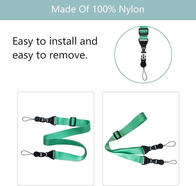 3 Pack Adjustable Shoulder Strap:Comfortable for iPad Strap Nylon Neck Lanyard for iPad/Samsung Tablet Case,Camera Binocular Crossbody Laptop Luggage Bag(Mint Green)