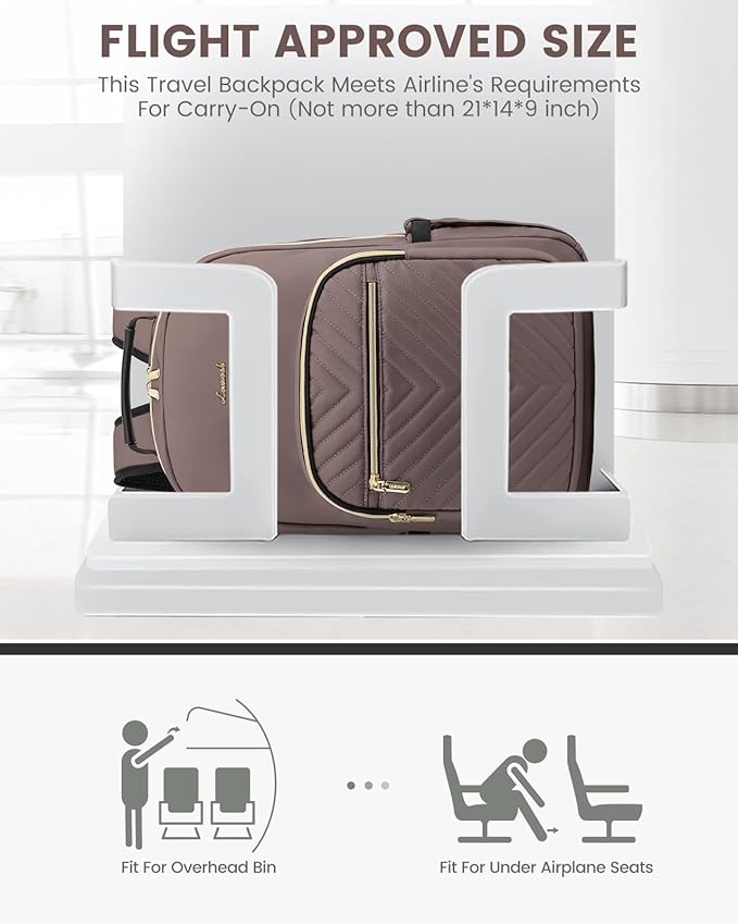 LOVEVOOK Laptop Backpack Purse for Women, Large Capacity Travel Business Computer Work Bag, Quilted Casual Nurse Backpack for Womens, Fit 15.6 Inch Laptop with USB Port, Brown