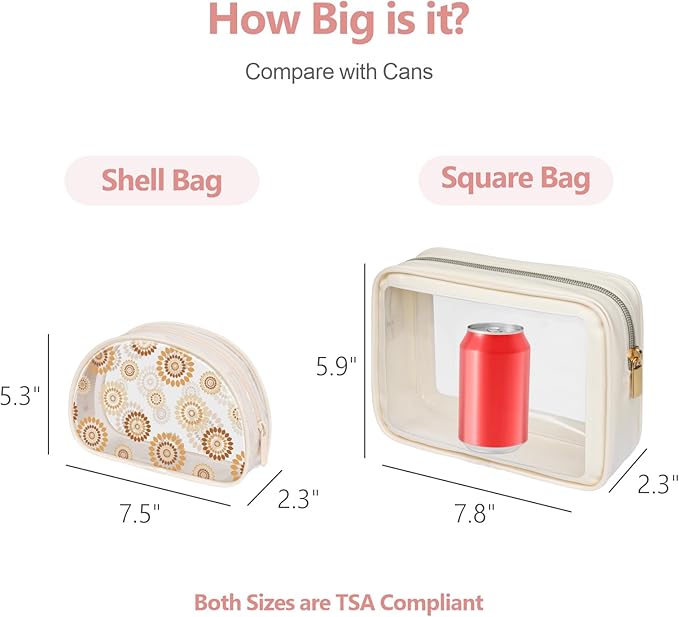 PACKISM Clear Makeup Bag - TSA Approved Toiletry Bag for Carry-on & Checked Luggage, Water Resistant Car Storage Organizer with Reinforced Seams
