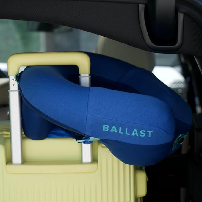 Ballast Pro Beach & Travel Pillow – Inflatable Neck Pillow for Airplanes, Beach & Pool, Compact and Water-Resistant (Ocean Blue)