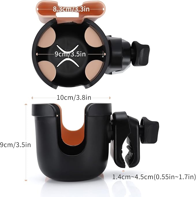 Accmor Stroller Cup Holder with Phone Holder, Bike Cup Holder, Universal Cup Holder for Uppababy Nuna Doona Strollers, 2-in-1 Cup Phone Holder for Stroller Bike Wheelchair Walker Accessory
