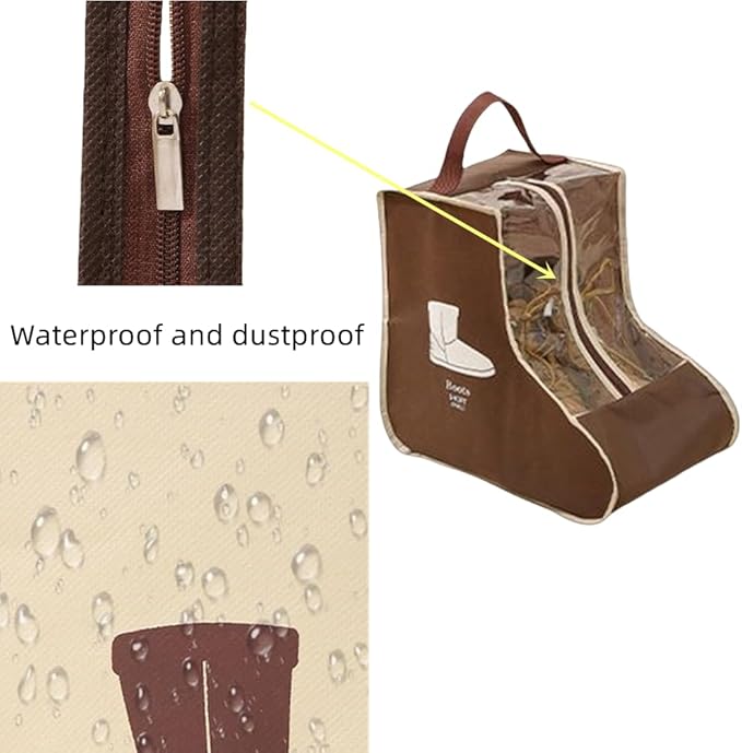 Portable 2 Pack Boots Storage, Short Boots Storage/Protector Bag,Brown Portable waterproof storage bags are used for travel storage, under the bed, wardrobe, shoe cabinet and other home storage