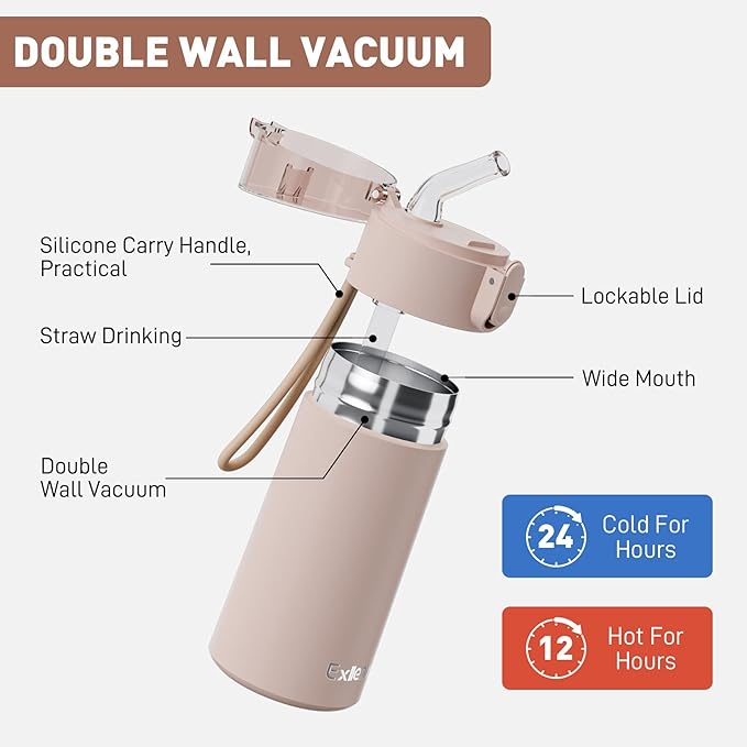 5oz Small Water Bottles with Straw, Mini Water Bottle with One-Hand Open Design, Leak-Proof Locking Lid for Hot&Cold Drinks, Small Travel Water Bottle - 100% Leakproof for School, Travel...(Mocha)