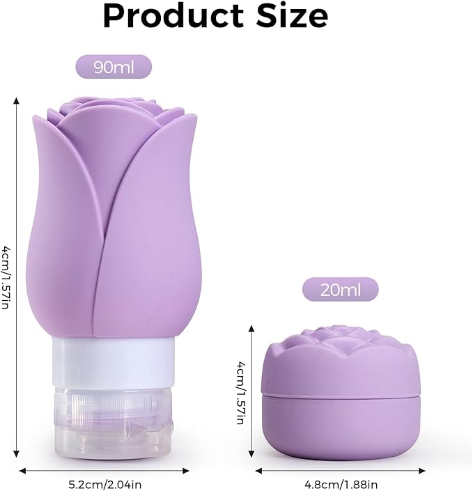 Silicone Travel Bottles - 3 OZ Travel Bottles Leakproof for Travel TSA Approved & Refillable Mini Cream Containers Set 8 Pack, 4 colors