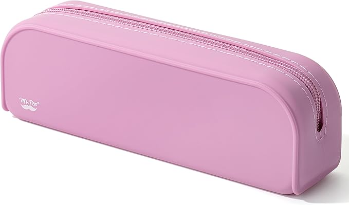 Mr. Pen- Silicone Pencil Case, Dusty Pink Pouch, Small Aesthetic Bag for Women, Makeup Pouch