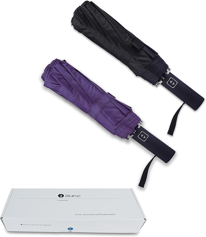 Bluinzi 46 Inch Compact Umbrellas for Rain - Travel Small Umbrella - Automatic Folding Umbrella - Windproof Portable Umbrella, Double 10-rib