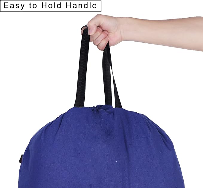 Heavy Duty Laundry Bag with Drawstring and Handle, Extra Large Travel Dirty Clothes Bag for Laundromat and Household, Durable Rip-Stop Laundry Hamper Liner, 28 x 40 Inch by SANFERGE, Royal Blue