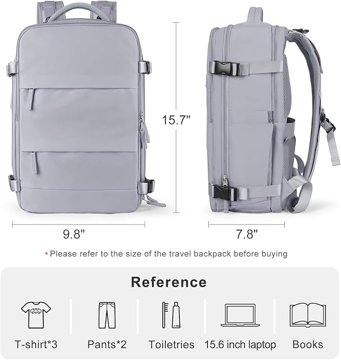 coofay Travel Backpack Carry On Flight Approved For Women Men Personal Item Backpack Carry On Bags For Airplanes Backpack For Travel With Shoe Compartment Grey