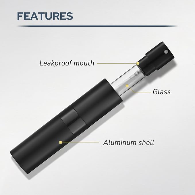 Perfume Atomizer Travel Bottle Refillable: Cologne Sprayer Portable for Men - Mini Spray Empty for Refill - 8ml Small Size Black