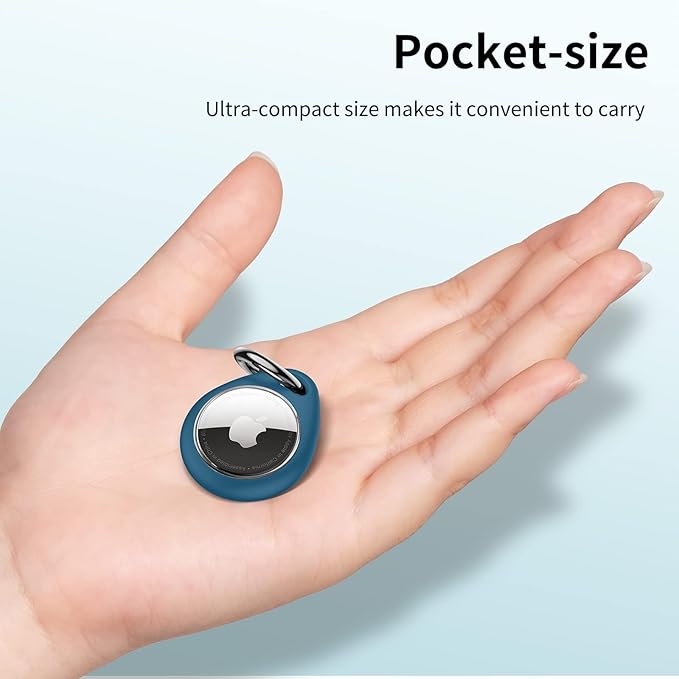 UNBREAKcable Holder for Apple AirTag - 4 Pack [Fit Tightly Design] [Easy to Install] [Hold Air Tag Securely] Waterproof TPU Shell Protective Case with All Metal Keychain Key Ring Clip (Brown&Blue)