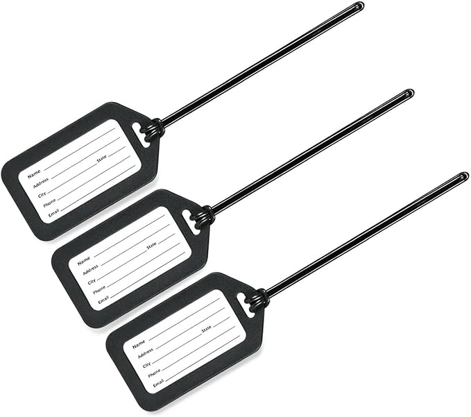 Mifflin-USA - Luggage Tags - Black, 6 PK - Bag Tag for Baggage - Suitcase Accessory Bulk