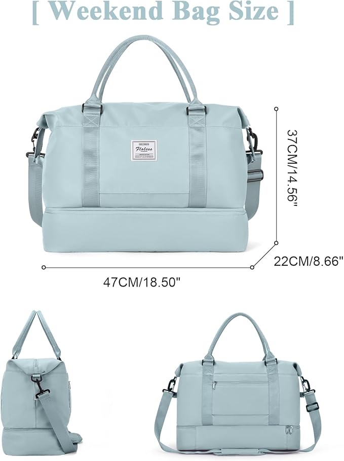 Travel Duffel Bag with Shoes Compartment, Carry on Overnight Weekender Bags for Women, For Spirit Airlines 18x14x8 Personal Item Bag