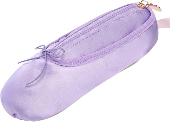 Ballet Dance Shoe Makeup Bag For Little Girls, Ballerina Slipper Makeup Pouch Bag, Ballet Pointe Shoes Gifts (Purple)