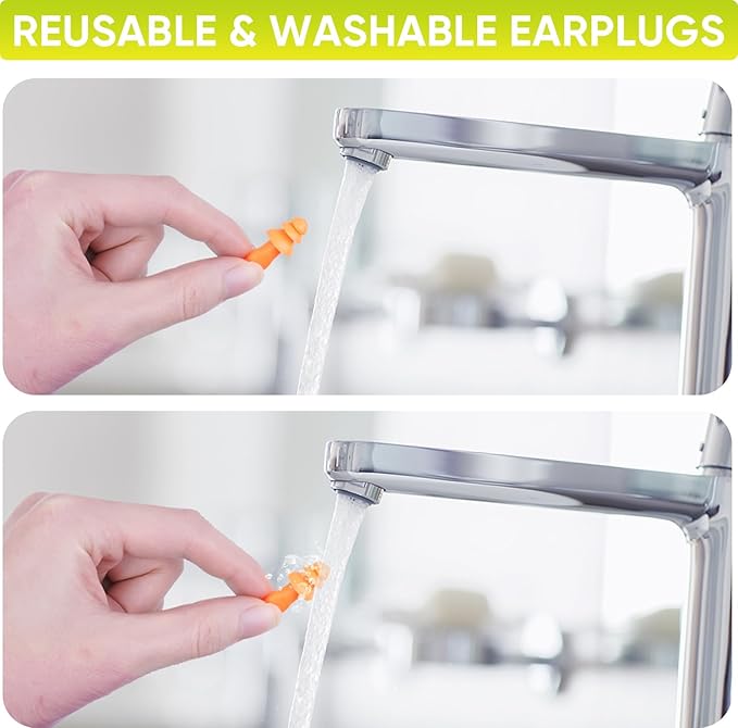 TICONN 48 Pairs Reusable Silicone Ear Plugs for Sleeping Noise Cancelling, Individually Wrapped 25dB NRR Corded Earplugs for Study Concentration Travel (48 Pairs)