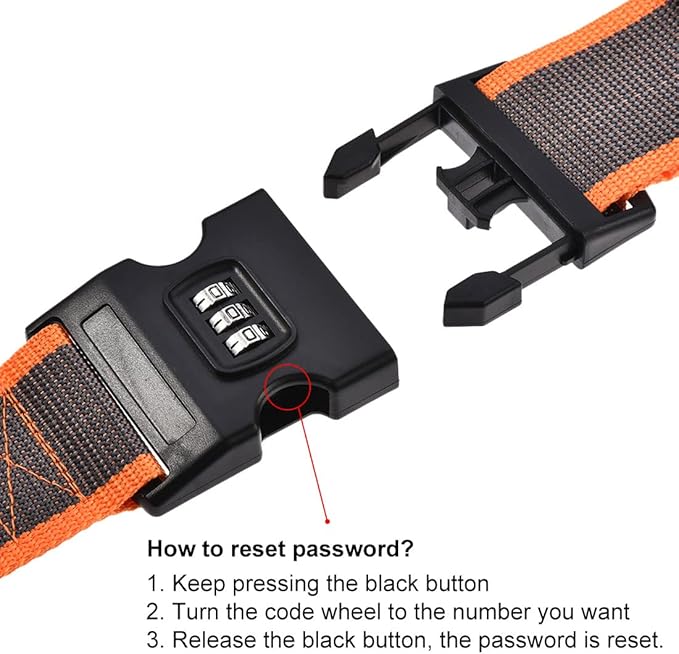 uxcell Luggage Straps Suitcase Belts with Buckle, Combination Lock, 2Mx5cm Adjustable PP Travel Bag Packing Accessories, Orange Gray 4Pcs
