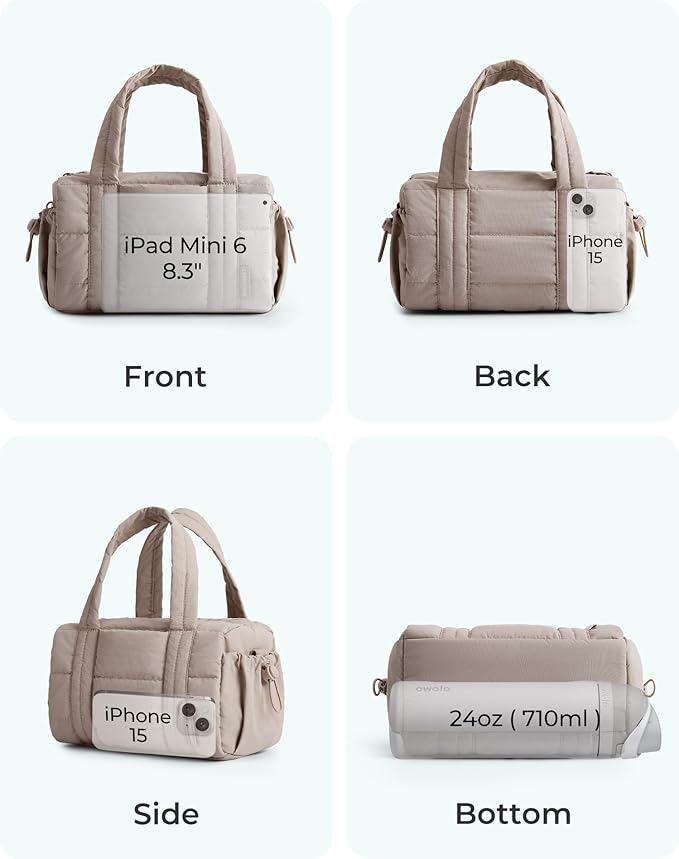 BAGSMART Reiki Gym Bag for Women, Mini/Medium Crossbody Bags for Women, 5L Dance Bag with Detachable Strap, 15L Yoga Mate Bag with Wet & Dry Pocket, Mini/Sand Brown