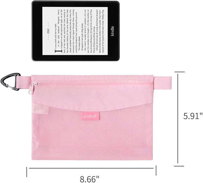 pack all Water-resistant Material Zipper Pouch, Mesh Zipper Bags for Storage, Travel, Office (Pink, Small)