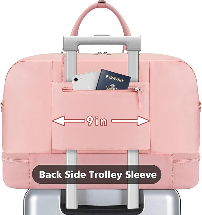 Weekender Bag for Women, Large Overnight Bag Canvas Travel Duffel Bag Carry On Tote with Shoe Compartment 21" 3Pcs Set