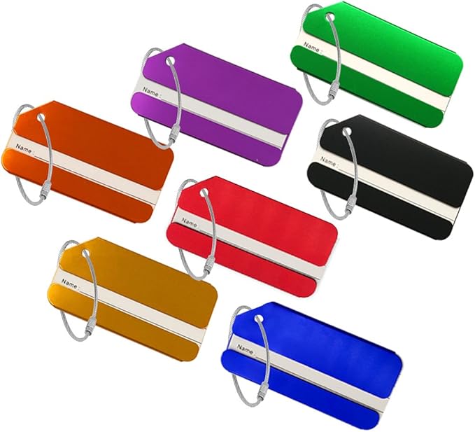 Aluminum Luggage Tags, Luggage Tag Holders for Travel Luggage Baggage Identifier by Ovener (7Pack Mutilcolor)