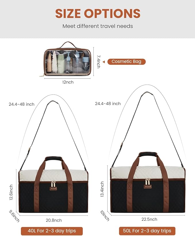 LOVEVOOK Travel Duffle Bag - Weekender & Overnight Bag with Toiletry & Wet Pocket, Carry-On Size, 3pc Set