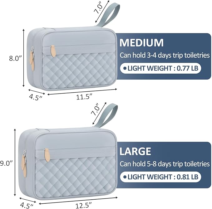 Travel Toiletry Bag for Women with Hanging Hook, Waterproof TSA Approved Cometic Toiletry Bag Organizers Leakproof Make up Bags for Women Blue