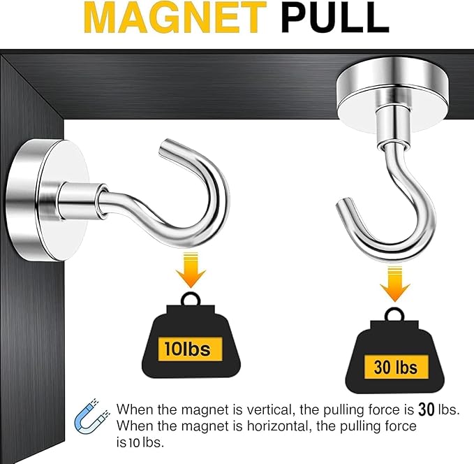 DIYMAG Magnetic Hooks, 30Lbs Silver Strong Heavy Duty Cruise Garage Magnet S-Hooks for Classroom, Fridge, Hanging, Cabins, Grill, Kitchen, Garage, Workplace and Office Etc, 120 Pack