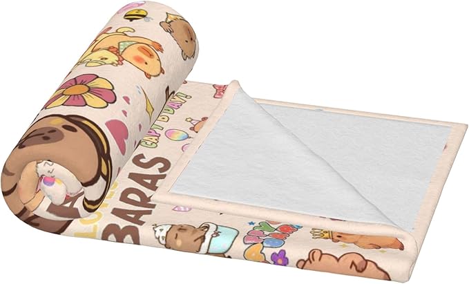 Capybara Gifts Blanket for Kids Girls Boys Adults Animals Lovers, Flanne Throw Blanket, Soft Cozy, Warmth, Fluffy Fuzzy Blankets for Couch, Bed, Travel, Living Room, Home, Decor (Capybara, 80"x60")