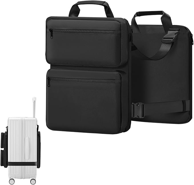 SOKOK Over Luggage Organizer Storage Bag with Multi Pockets, Slide On Luggage Harness with Adjustable Straps, 2-in-1 Travel Accessories Suitcase Vest Bag Fits Most Suitcases, Black-2