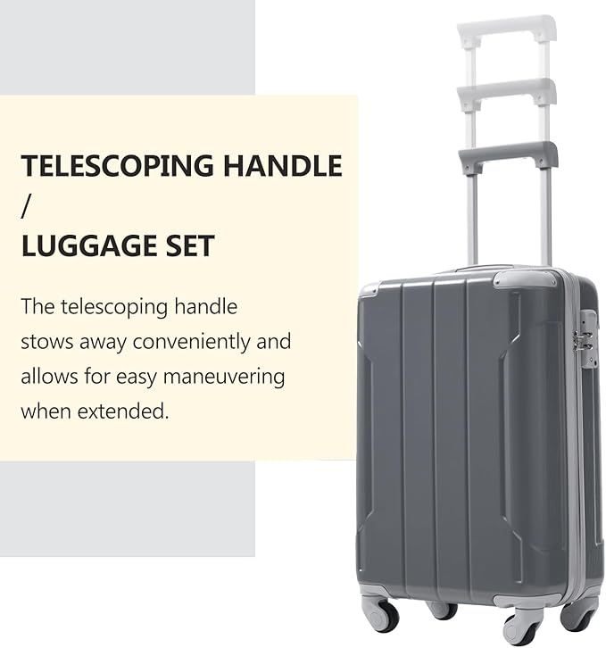 Merax Luggage Set 3 Piece, 20 Inch Carry on Spinner Suitcase with Corner Guards, Lightweight Durable, Airline Approved for Business or Weekend Travel