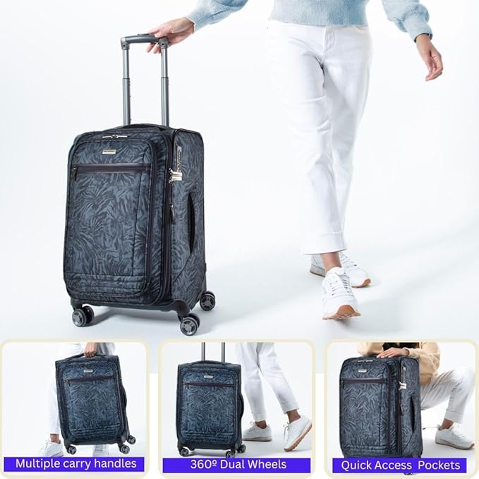 Ricardo Beverly Hills Avalon Softside 2-Piece Luggage Set Made with Sustainable 100% rPET, Lightweight, Eco-Friendly Travel, Expandable, Dual Spinner Wheels, Serengeti Night, (20" & 24")